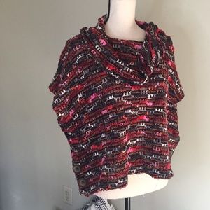 SNO Skins Multi color Loose Knit Cowl Neck Sweater/Poncho, S